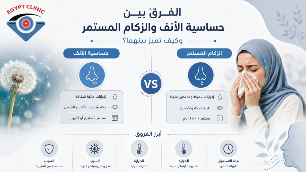 الفرق بين حساسية الأنف والزكام المستمر